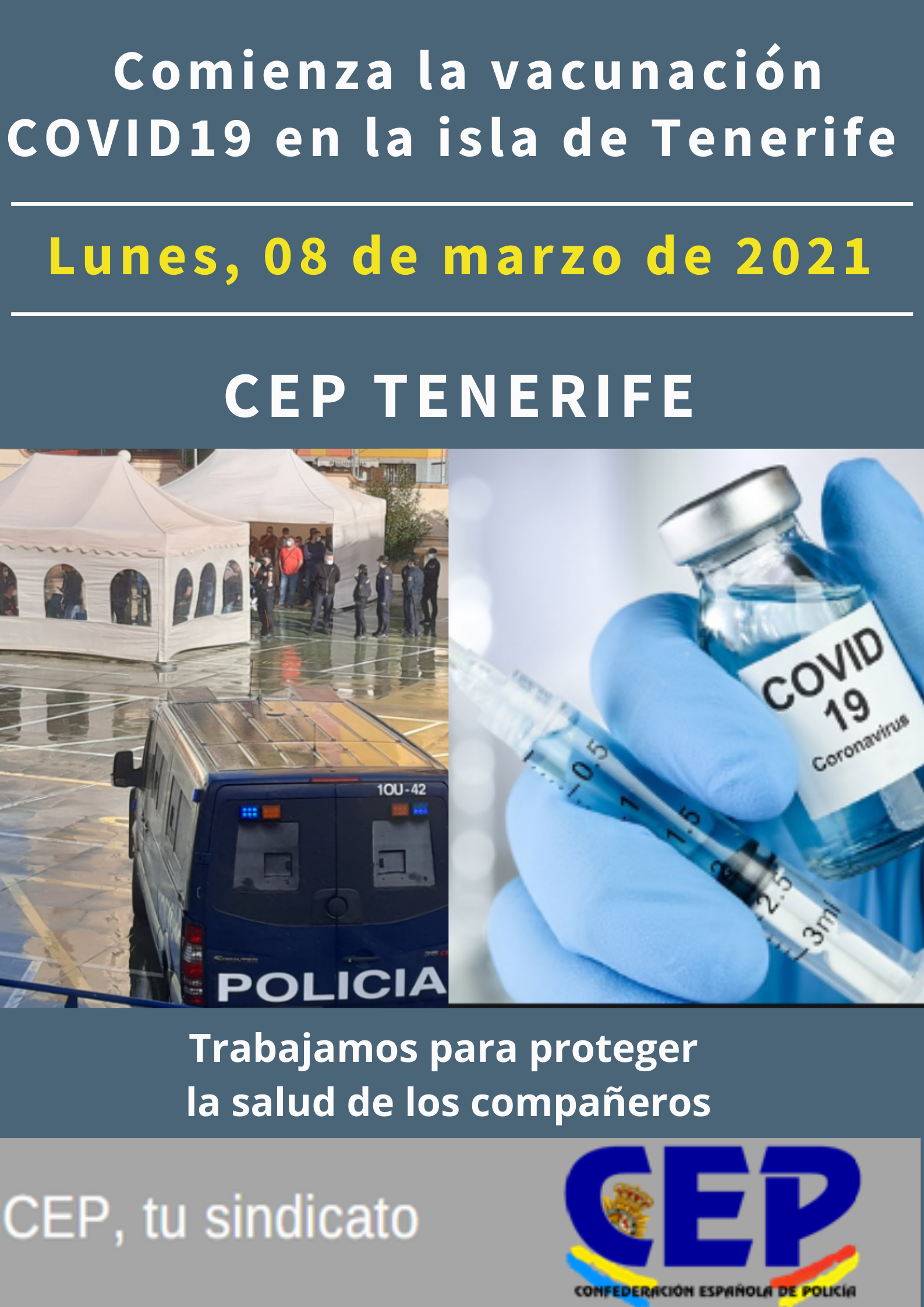Comienza vacunación COVID19 en Tenerife, hoy lunes 08 de marzo