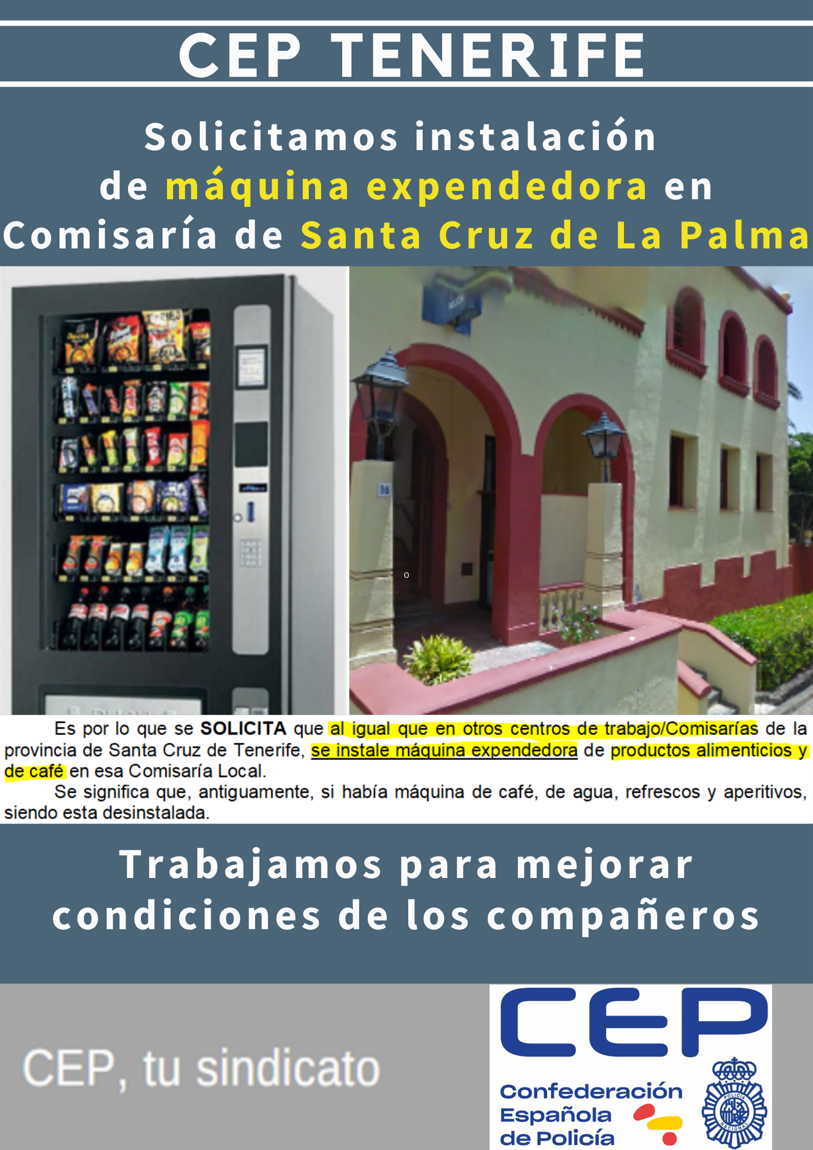 Solicitamos instalación máquina expendedora alimentos en La Palma