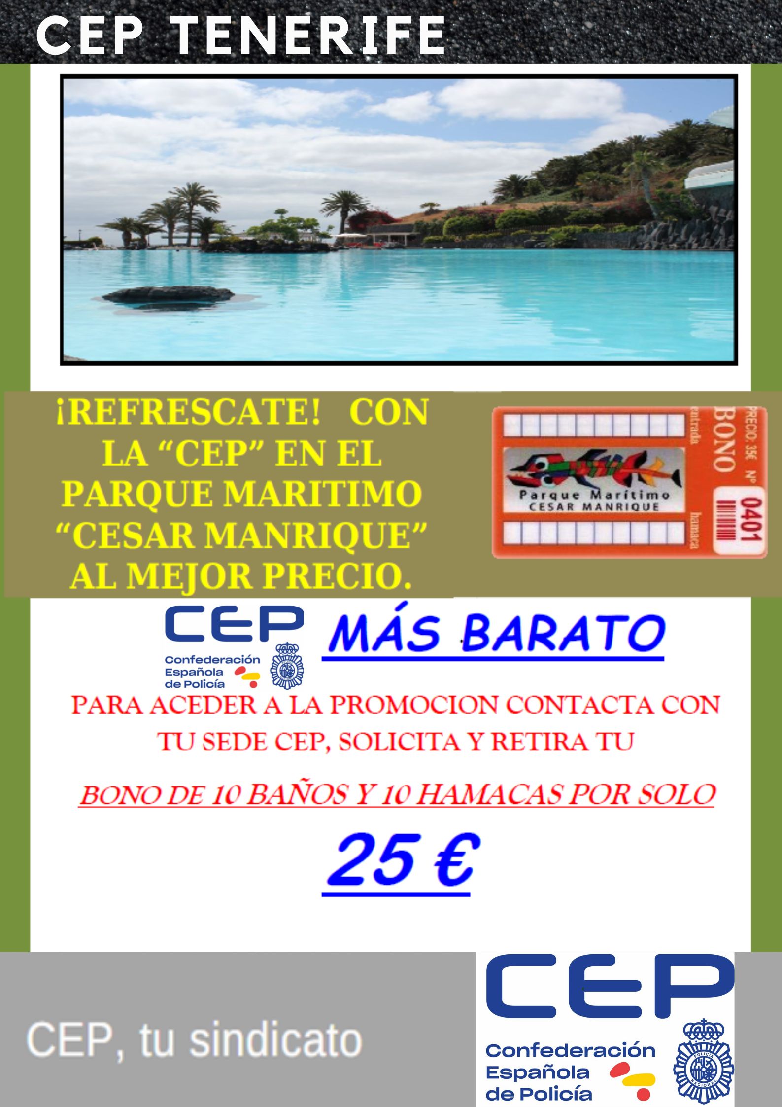 Bono Parque Marítimo - 10 entradas y 10 hamacas por 25 €