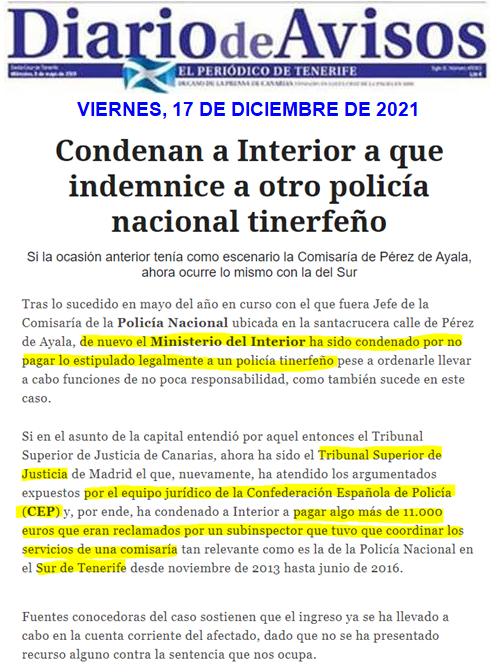 CEP PRENSA.  Condenan a interior a que indemnice a coordinador de servicios en Sur de Tenerife
