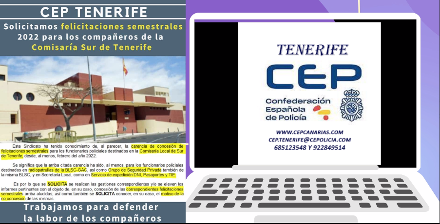 VÍDEO CEP. Recordamos solicitud felicitaciones semestrales 2022 para compañeros Sur de Tenerife, así como motivo no concesión