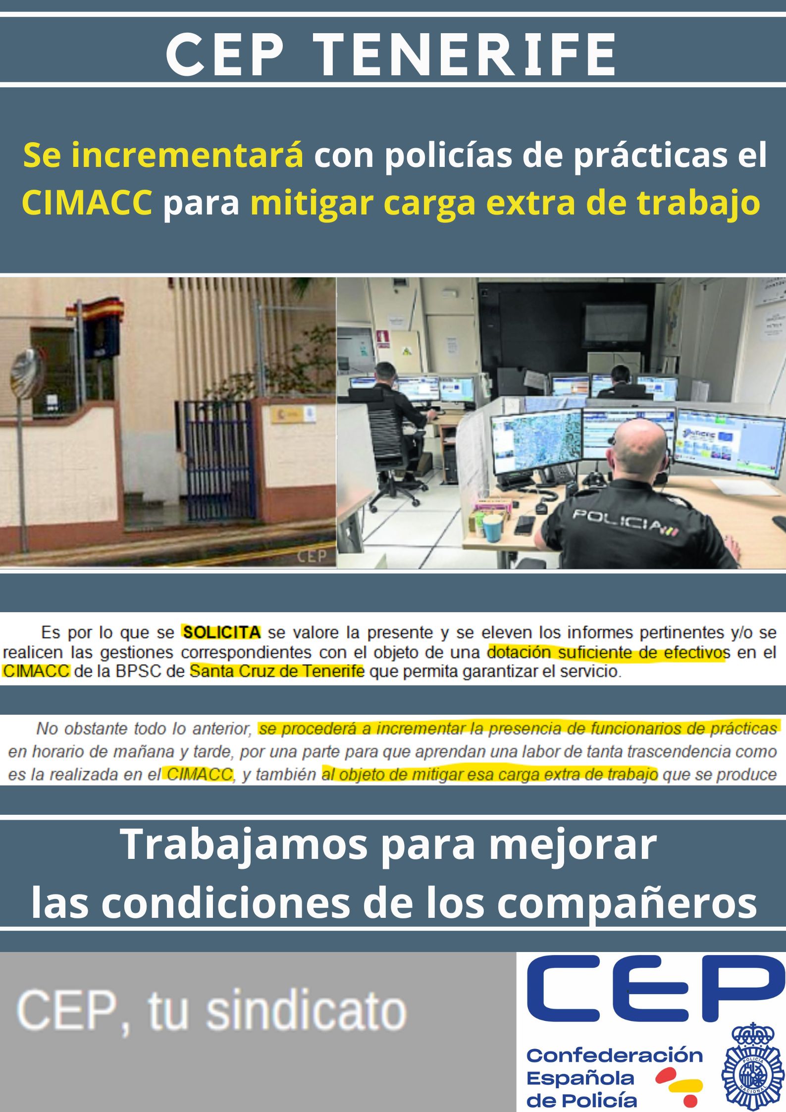 Tras petición CEP, se incrementará con policías de prácticas la Sala CIMACC 091