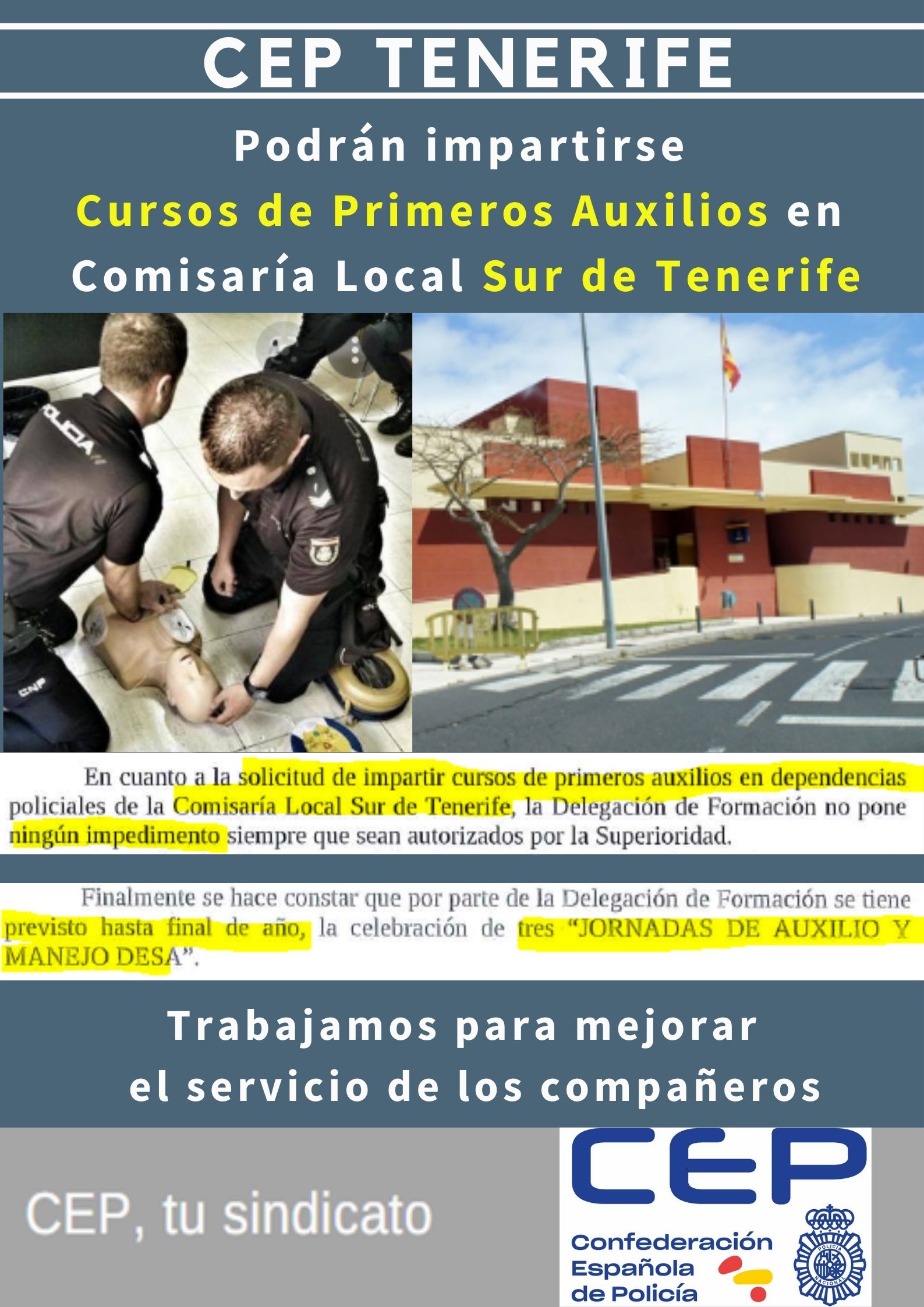 Podrán impartirse cursos primeros auxilio y DESA en Sur de Tenerife