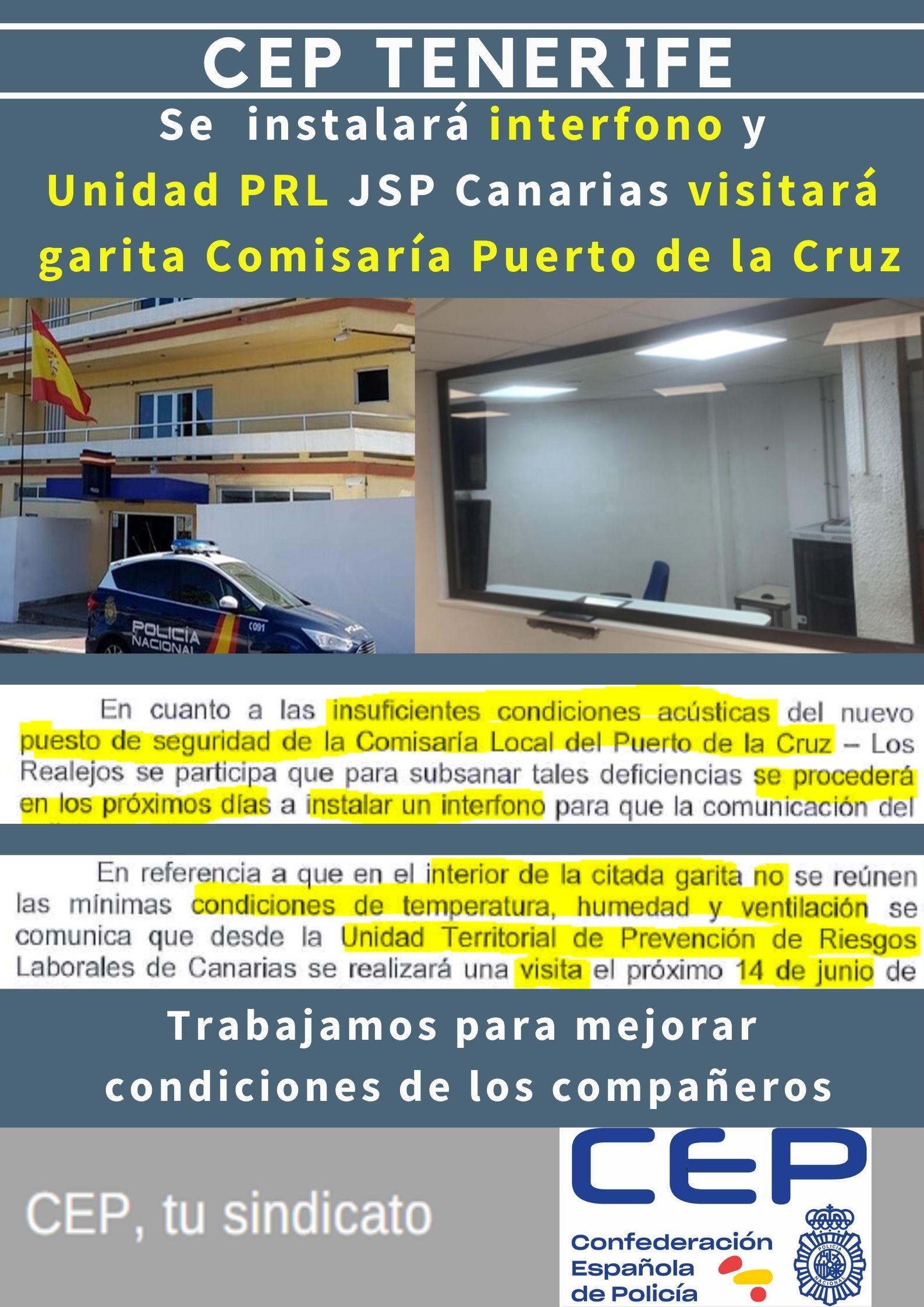 Se instalará interfono y unidad PRL visitará garita Puerto de la Cruz