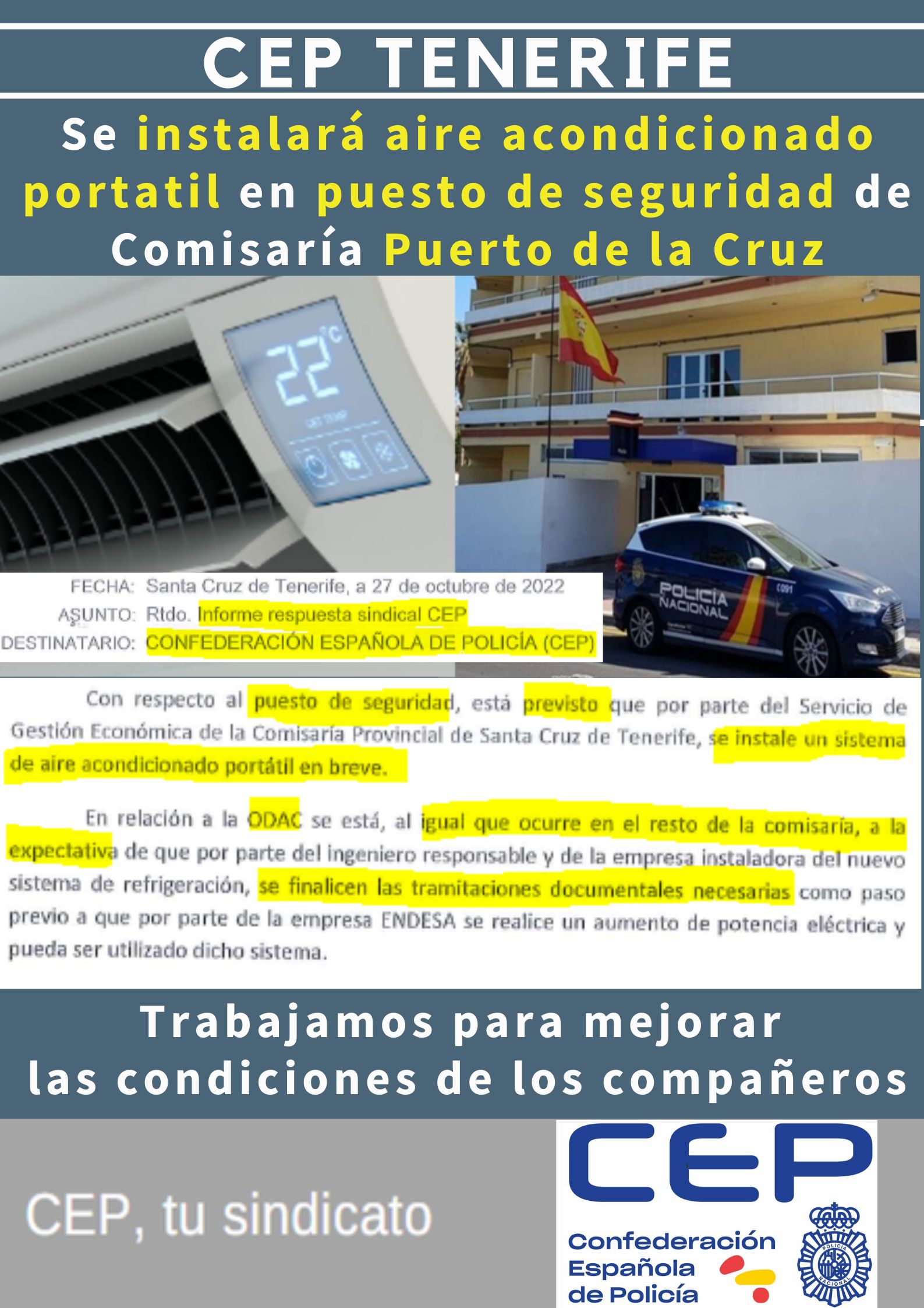 Se instalará aparato portatil AA seguridad Puerto de la Cruz