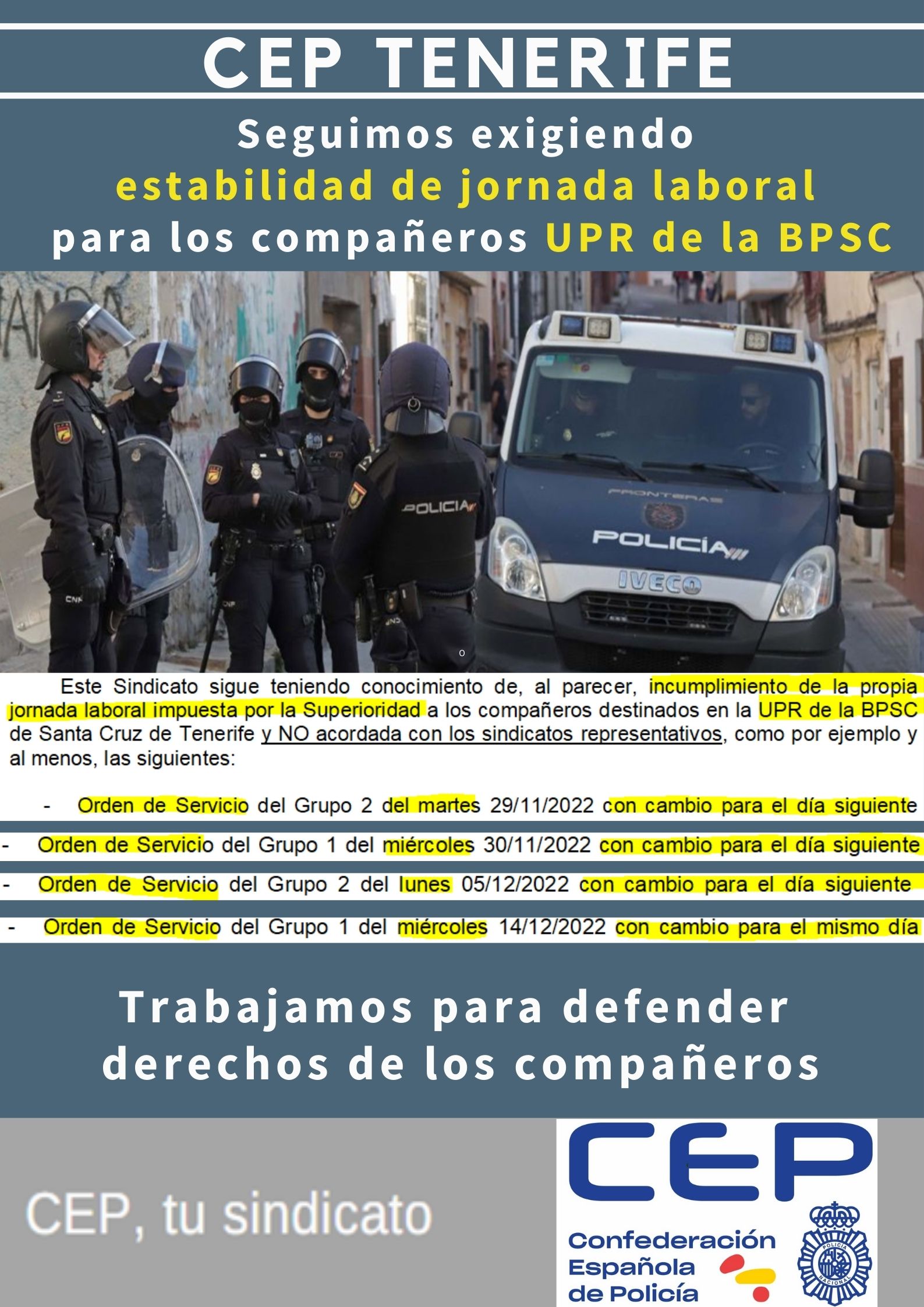 Seguimos exigiendo estabilidad Jornada Laboral para los compañeros UPR de la BPSC