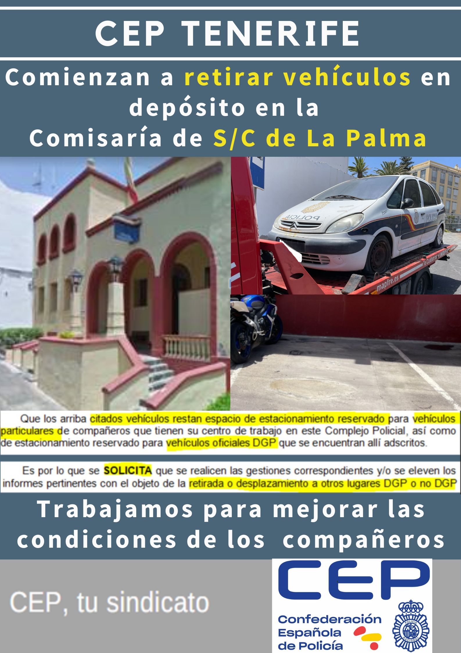 Tras solicitud CEP, comienzan a retirar vehículos en depósito en Santa Cruz de la Palma